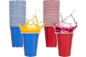 Noa Home Deco Juego de 50 Vasos de Plástico para Fiestas de 16 Onzas/473 ml - Vasos de Plástico Reutilizables para Fiestas, Aptos para Acampar, Navidad, Cumpleaños, Bodas y Eventos