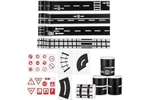 JOYOLA 9 Pezzi Nastro Adesivo da Strada Nero, Rotoli di Nastro Adesivo per Strade e Treno Nastro per Auto da Strada E Adesivi Nastro Adesivo da Strada Nero e Adesivi per Segnali Stradali