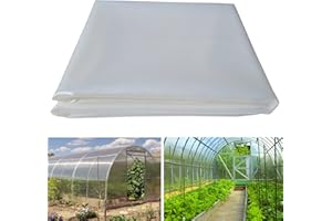 AGGAFA - 100% Virgin Materials (8M X 10M), Heavy Duty (150um/6mil) Polythene Clear Greenhouse Plastic Sheeting, 4Years Lifetime UV Resistant and 90% High Light Transmission Greenhouse Film