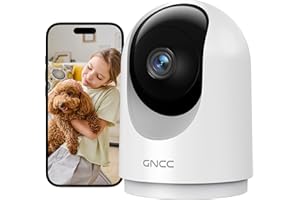 GNCC Camara Vigilancia WiFi Interior 360° PTZ 2K Cámara Vigilancia Interior con Seguimiento, para Adecuado para Bebés/Mascotas/Familia, Detección de IA, Audio Bidireccional, Visión Nocturna, 2,4GHz