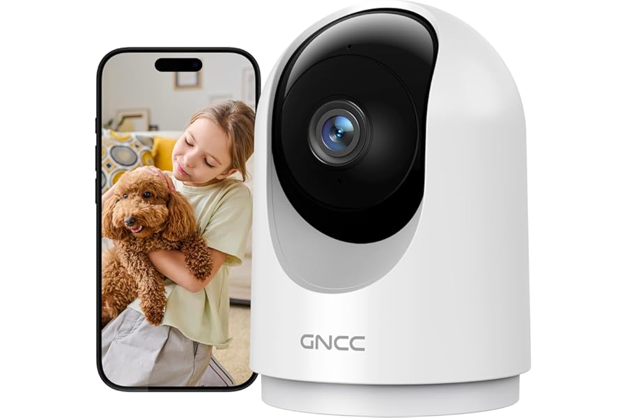 GNCC 2K Indoor WiFi Camera with Instant Notification and Motion Detection Camcorder Indoor Surveillance Wifi with Two-Way Audio, 360° Rotation, Compatible with Alexa (2.4 GHz Wi-Fi)