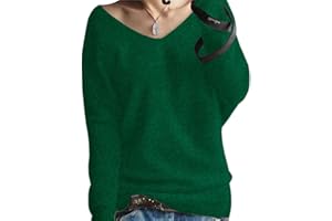 Liny Xin 100% Laine Mérinos Pull Femme Hiver Chaud Chic Col-V Loose Haut Manches Tricoté Longues Doux Pull