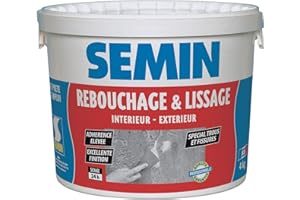 Semin - Enduit de Rebouchage en Pâte Spécial Fissures et Trous de Vis - Intérieur/Extérieur - Seau de 4 kg
