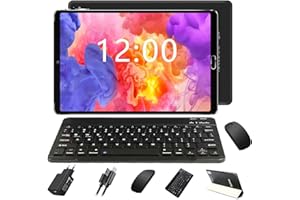 GOODTEL Tablette 10 Pouces Android 11 4Go RAM + 64Go ROM 8 Cœurs | 8000mAh | Double Caméra 5+8MP | Bluetooth | WiFi | MicroSD 4-256 Go,Type C, avec Cas, Clavier et Souris, Noir Profond