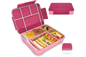 IJIAMY Bento Lunch Box Kids, Bento Box Lunch Box Adults with 5 Compartments and 1 Salad Dressing Containers, Snack Box for Kids and Adults Work School