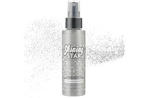 LOPHE Spray Brillantini Glitter, Glitterato Spray per Corpo Viso, Brillantini Corpo Vestiti per Capelli, Ultra Fine, Body Shimmer per Festival di Halloween, Club, Feste (100ml, Argento)