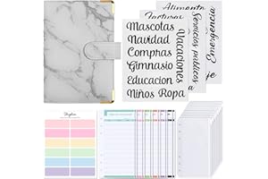 SKYDUE Agenda Ahorro Dinero Español, Organizador de Dinero, Libreta de Ahorro, Sistema de Sobres Para Ahorrar Dinero (Gris Marmolado)