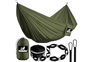 MalloMe Doppel Hängematte(300 x 200cm) Ultraleichte Reise Camping Hängematten für Outdoor 2 Personen Atmungsaktives Wasserdichtes Fallschirm-Nylon, inkl. Karabiners -Hammock für Camping, Reise, Garten