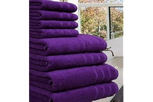 Casabella Luxury 100% Egyptian Cotton Towel Bale - 8 Pieces - 550 Gsm Xlarge Sizes_Purple_8 Pieces Set