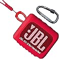 Woollo Custodia in silicone compatibile con JBL GO 3, con cordino in silicone e moschettone,Colore: rosso