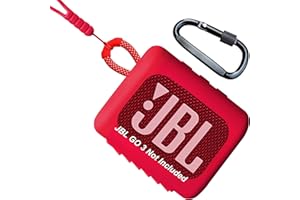 Woollo Étui en silicone pour JBL GO 3 avec tour de cou et mousqueton, Rouge