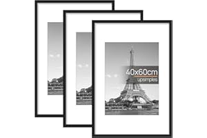 upsimples 3 Pack Bilderrahmen 40x60, Schwarz Rahmen 40x60, Picture Frame für Fotos, Bilder, Poster