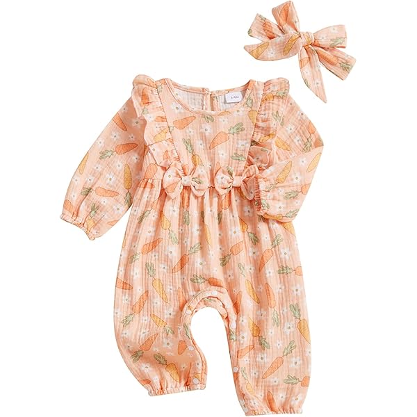 Bebe Paques Tenue De Pâques Bébé Fille Barboteuse Et Chapeau à