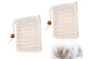 Emezddo Bolsas de jabón de 2 piezas para jabón sólido, bolsas de espuma de ramio con cordón, productos de baño para espuma, exfoliación, ducha, masajes, uso doméstico, viajes y negocios (beige).
