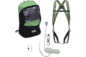 Kratos Safety Absturzsicherung Set, 15m Auffanggerät, Gurt, Karabiner, Rucksack