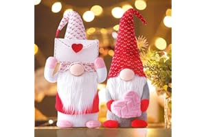 Kayan 2 Pcs Valentines Day Gnome Gonk Decorations Mr. and Mrs. Handmade Plush Doll Scandinavian Tomte for Valentine's Day Novelty Table Ornament