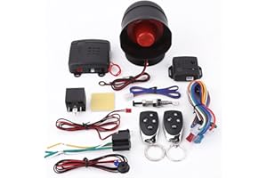 KUULEYN Alarma universal para automóvil, sistema de seguridad para automóvil Seguridad para automóvil Control remoto Alarma universal para automóvil Sistema de protección Entrada sin llave con 2 controles rem