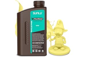 SUNLU 3D Drucker Plant Based Resin, 1KG 405nm UV Geruchsarm Eco Harz für 4K/8K LCD/DLP/SLA Resin 3D Drucker, Umweltfreundlich 3D Druck Harz, Geringe Schrumpfung, Schnell Härtend, Zitrone Gelb 1000g