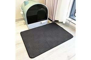 XISNUIENT Tapis Pour Bac à LitièRe Double Tapis De Bac à LitièRe éPais Et RéSistant à L'Usure MatéRiau EVA Tapis Nid D'Abeille Noir Tapis ImperméAble Pour Nettoyer Les Pattes (30x30 cm,Noir)