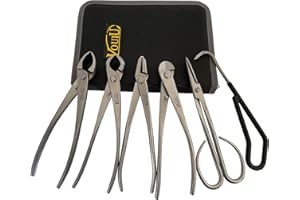 vouiu Juego de herramientas para bonsái de 6 piezas, cortador cóncavo, cortador de perilla, alicates Jin, cortador de alambre, tijeras de bonsái, gancho de raíz de bonsái