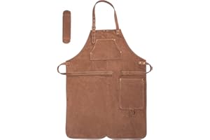 Angus Stoke Grembiule in Pelle Premium Henry - Grembiule da Barbecue in Pelle Pieno Fiore - Grembiule in Pelle Vintage One-Cut - BBQ & Cucina - Henry (OneSize, Marrone)