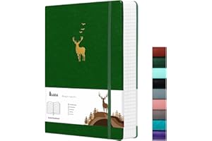 Wiisdatek A4 College Ruled Journal Notebook- 312 Pages Softcover Large Journal, 100GSM Thick Paper, Leather Journal for Women Men Work School, 21.5 x 27.9cm -Dark Green