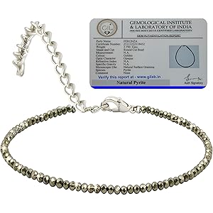 Feronza™ Certified Raw Pyrite Anklet | Stone of Money, Protection & Power | Healing Crystal Jewelry with Natural Pyrite Energ