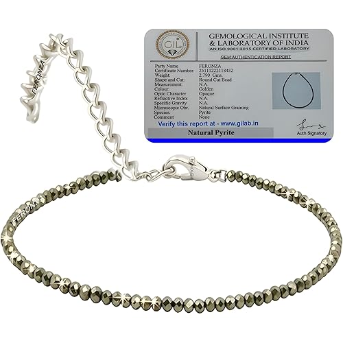 Feronza™ Certified Raw Pyrite Anklet | Stone of Money, Protection & Power | Healing Crystal Jewelry with Natural Pyrite Energ