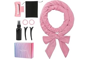 GUIGA Boucle Sans Chaleur, 8 PCS Boudin Cheveux Rouleau Heatless Hair Curlers, Doux Heatless Hair Curlers, Boucles sans Chaleur pour Cheveux Moyens et Longs, Rose