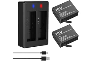 XTU S6 2 x 1350 mAh Batterie + Cavo USB + Pad di Ricarica con Doppia Porta di Ricarica per S6 Action Cam