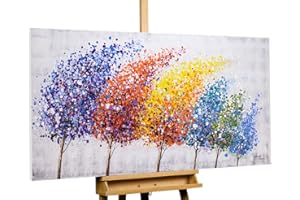 KunstLoft Leinwandbild | 100% HANDGEMALT | 140x70cm | Gemälde 'Wind of Change' | Wald & Bäume | Bunt | Wandbild Wohnzimmer