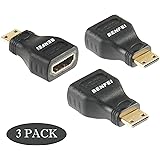 Benfei 3 Pack Mini HDMI to HDMI Male to Female Gold Plated Adapter for Raspberry Pi, Camera, Camcorder, DSLR, Tablet, Video Card
