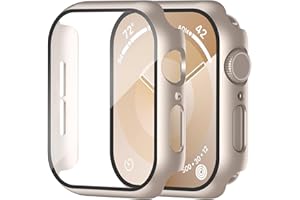 Uluck 2 Stück Hard Hülle mit Glas Displayschutz Kompatibel Apple Watch SE 2/Series 6/5/4 40mm, Displayschutz Rundum Schutzhülle Schutzhülle Ultradünnes Schutz Case, Sternenlicht