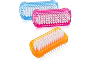 Piriuuo 3 Stück Handbürste, Doppelseitige Nagelbürste Kunststoff Handbürste Nagelbürsten Handwaschbürste Handbürstes Nagelbürstes Nail Brush für Reinigung Nagel, Under Nails, Rot, Blau und Orange