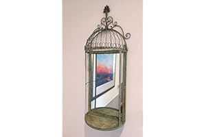 INSPIRATIONAL GIFTING Farm and Garden Decorative Birdcage Mirror Display Shelf 70cm Rustic Copper and Verdigris finish GM26