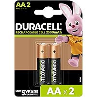 Duracell Rechargeable AA 2500mAh Batteries, Pack of 2