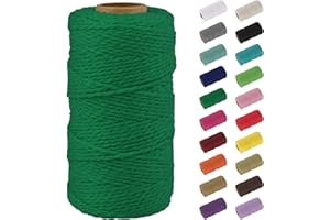 Uiopa Macrame Corde 2mm x 100m, Naturel Fil Macramé Fil de Coton Ficelle Corde, DIY Cordelette pour Tressée, Tapisserie de Plante, Tenture Murale, Cadeau Décoration, Emballage (Vert foncé)
