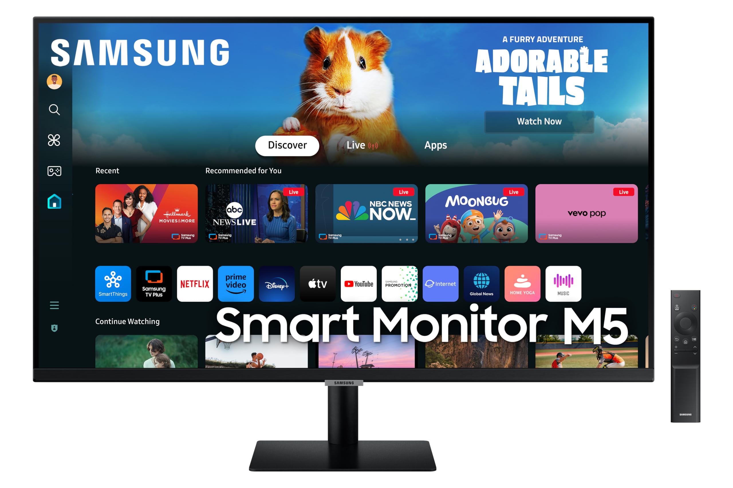 Samsung 27-Inch(68.6cm) M5 FHD Smart Monitor, Mouse & Keyboard Control, OTT Apps, IoT Hub, Office 365, Workout Tracker, Multiple Ports, Speakers, Remote, Bluetooth (LS27DM500EWXXL, Black)