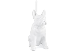 Gelco Design Cane Dog Bulldog Pot Scopa scopino WC, Ceramica, Bianco, 15 x 20 x 29 cm