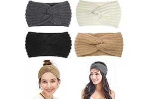 Powmag Diadema Invierno, Turbante Invierno, Diademas Mujer Invierno, Diadema Lana, Diadema Tejida Invierno, Diademas para Mujer Invierno, Beis/Negro/Gris Oscuro/Camel/Invierno diadema