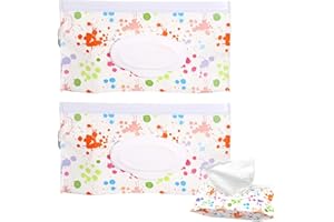 ROONTIN 2 PCS Baby Wipes Dispenser - Baby Wet Wipe Pouch Reusable Baby Wipe Case Travel Wet Wipe Box Holder with Lid for Home Office Organiser
