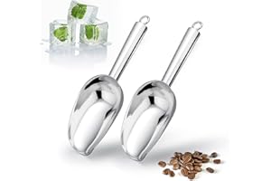 Joyfair Ice Scoop Set of 2, 3oz Stainless Steel Mini Food Scoops for Kitchen Bar Buffet Party, Metal Flour Candy Pet Scooper for Multi-Purpose Use, Sturdy & Durable, Mirror Finished & Dishwasher Safe
