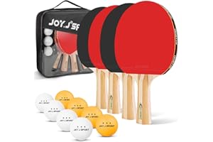 JOYJ Tischtennisschläger Tischtennis Set mit Tischtennisbälle, Pingpong Set für Kinder Anfänger, Familien und Profis