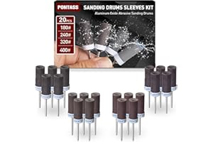 PONTASS 20 Stück Schleifhülsen Satz für Dremel Rotationswerkzeug mit 3mm Schaft 180/240/320/400 Korn Schleifaufsätze, Schleifwalzen für Schleifen & Rosten Metallkante-Abreiben Stein Holz Schleifen