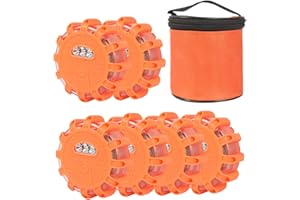 Yuanjoy 6 Pcs Led Road Flares Safety Flashing, with Magnetic Base and Hook Warning Lights, 9 Light Modes for Road Safety for Cars, Trucks, Boats and More