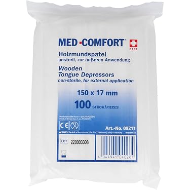Holzmundspatel, Spatel, abgerundet, 150 x 17 mm, VE 100 Stück, unsteril