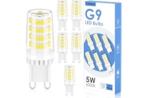 Cnkeeo Bombilla LED G9, 5W 6000K 500LM G9 LED Protección de los Ojos, Ángulo de Haz de 360º Sin Rincones Oscuros, No Regulable 6PCs (Blanco Frío)