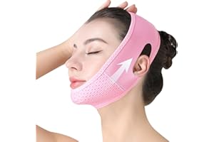 HAOUTDORY Máscara V-Línea Facial Reutilizable,Banda Lifting para Reducción de Papada y Reafirmación del Contorno Facial,Correa Ajustable para Rostro en Forma de V,Rosa