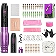 EZ Tattoo Kit - Tattoo Machine Kit Complete with 6 Strokes 2.0mm-3.3mm Permanent Makeup Tattoo Machine Pen with Extra 1000mAh Battery Power for Tattoo Women Artists (LOLA AIR PRO Purple)