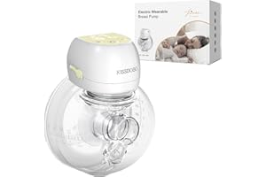 KISSBOBO Sacaleches Electricos,Sacaleches Manos Libres,3 Modos 9 Niveles con pantalla LCD,Bombeo Fuerte, Leche a Prueba de Fugas, Ultra Silenciosa,con bridas de 21mm/24mm (Amarillo 1 piezas)